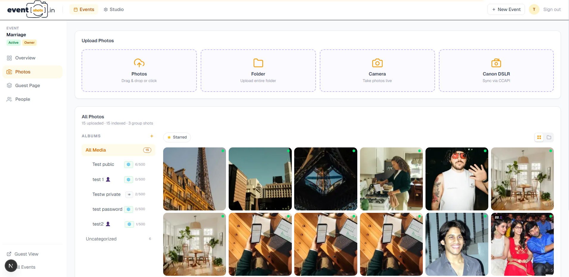 Photo upload options